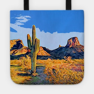 Arizona Desert - Saddle Mountain - Impressionistic Art Tote