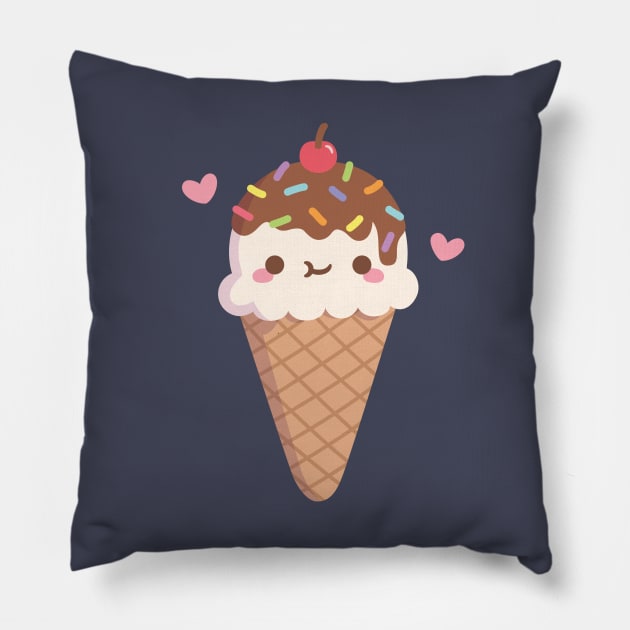 Cute Ice Cream With Rainbow Sprinkles Pillow by rustydoodle