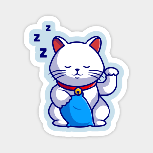 Cute Lucky Cat Sleepy Cartoon Magnet