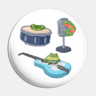 Frog Band - Frog Friends Stickers- Band Kid - Drummer Singer Guitar Player Sticker Pin