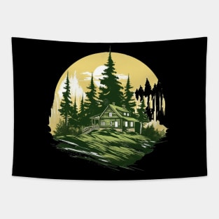 Cabin in Woods Tapestry