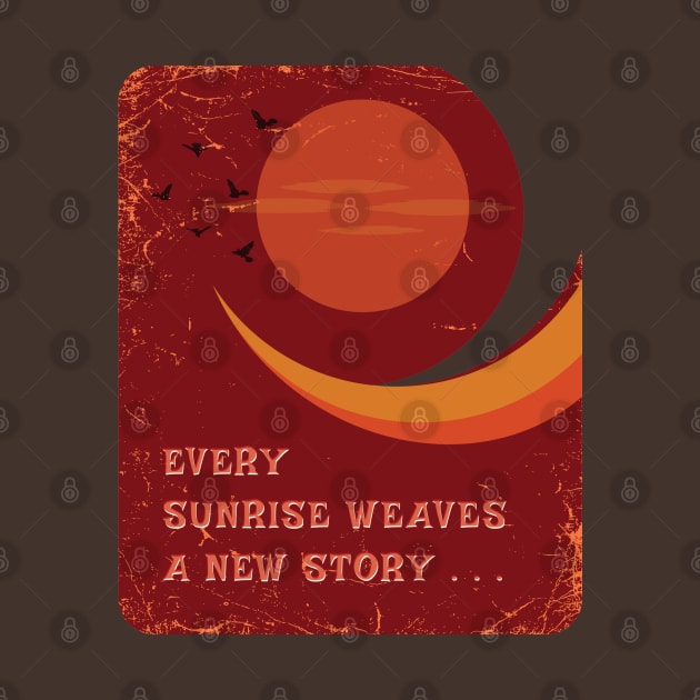 Every sunrise weaves a new story  T-shirt Mug Apparel Hoodie Sticker Wall art Notebook Pillows by Creative Heaven