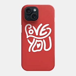 Love You Lettering White Phone Case