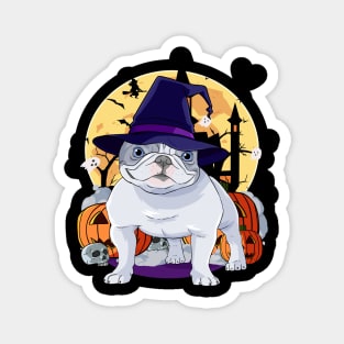 French Bulldog Happy Halloween Witch Pumpkin Magnet