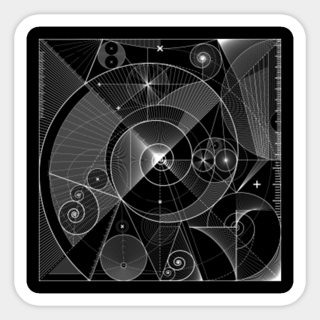 Fibonacci Spiral, Sacred Geometry - Sacred Geometry - Sticker