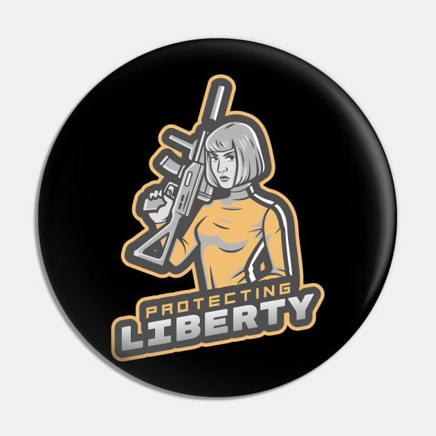 Lady With A Rifle Pin by Mega Tee Store