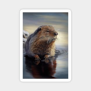 Arctic Muskrat - Oil Paint Magnet