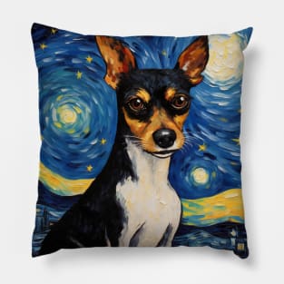 Rat Terrier painted in Van Gogh style Pillow