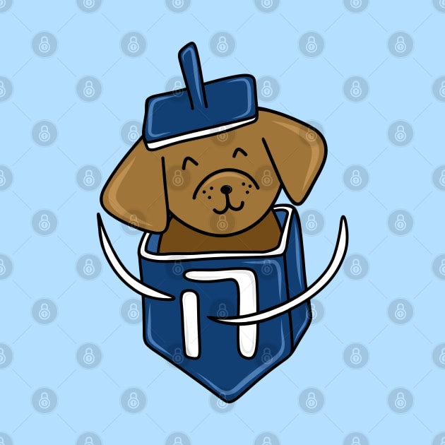 Hanukkah Dog in a Dark Blue Dreidel, made by EndlessEmporium by EndlessEmporium