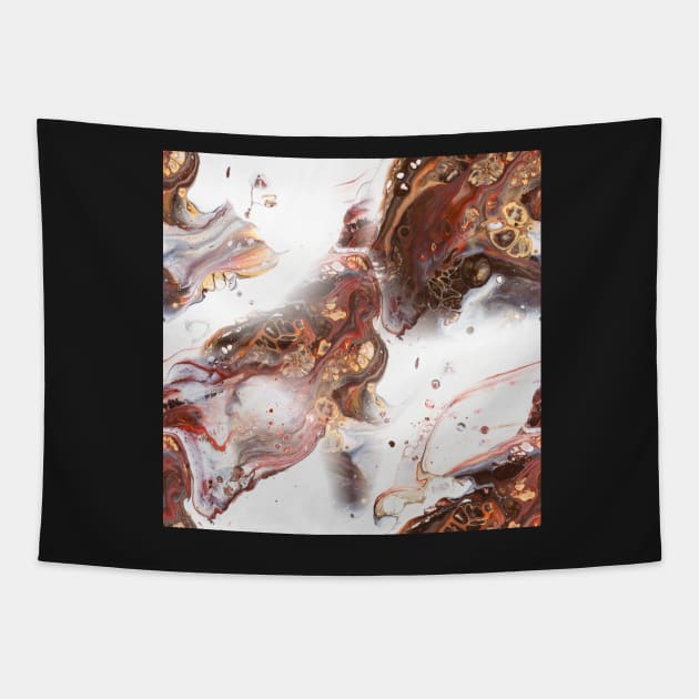 Copper, beige, brown and white fluid Painting Pattern Tapestry by nobelbunt