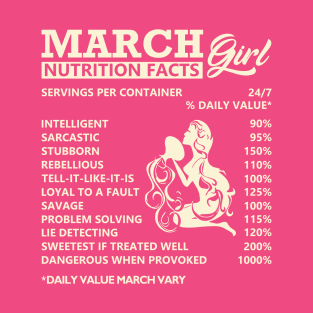 March Girl Nutrition Facts Servings Per Container T-Shirt