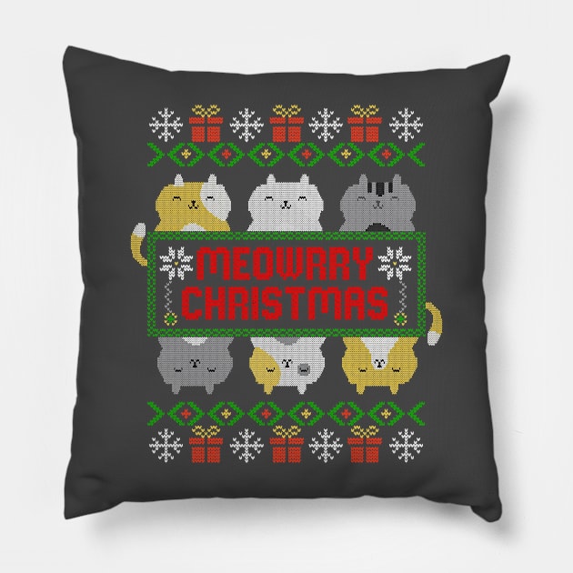 Meowrry Christmas Pillow by NMdesign