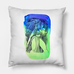 Lady with Dreadlocks Pillow