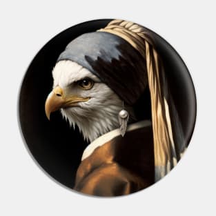 Wildlife Conservation - Pearl Earring Bald Eagle Meme Pin