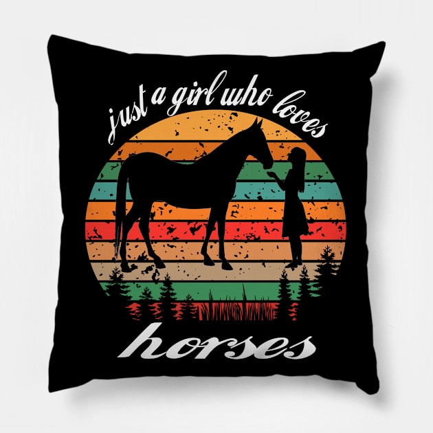 Just A Girl Who Loves Horses Funny Gift Pillow by karascom