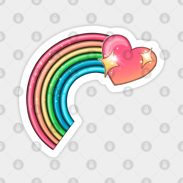 Rainbow and heart Magnet by Mei.illustration