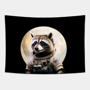 Astronaut Raccoon on the moon Tapestry