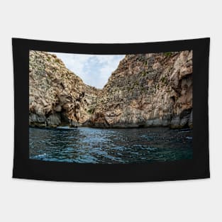 Rocky edges near Blue Grotto, Malta Tapestry