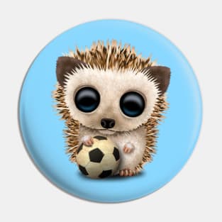 Cute Baby Hedgehog With Football Soccer Ball Pin