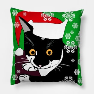 Cute Tuxedo Cat says A Merry Christmas Catmas from cat Nelson  Copyright TeAnne Pillow