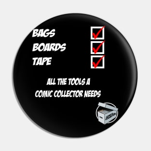 Comic Collector Check List T-Shirt White Text version Pin