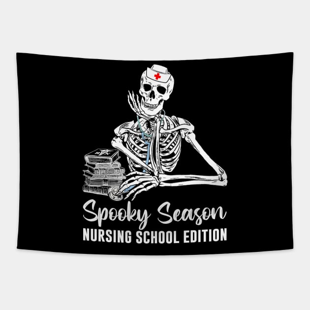 Nursing School Student Halloween Skeleton Tapestry by antrazdixonlda