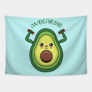 AVOCARDIO, cute avocado  lifting weights Tapestry