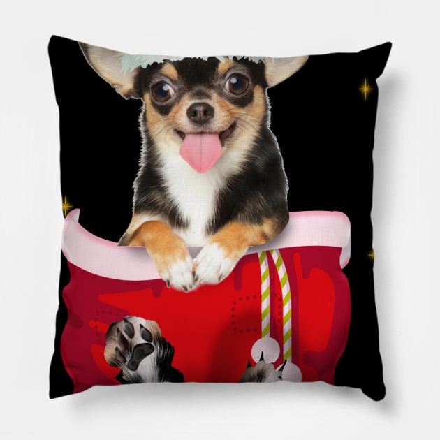 Chihuahua  In Pocket Christmas Gift Pillow by Terryeare