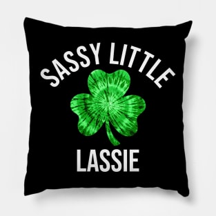 St Patricks Day Women Girls Sassy Little Lassie Shamrock Pillow