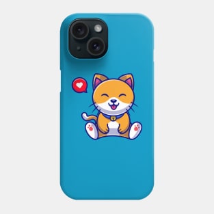 Cute Cat Sitting Cartoon Illustration Phone Case