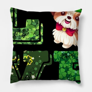 Love Shih Tzu St Patrick_s Day Pillow