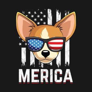 Chihuahua Dog American Flag Sunglasses Patriotic T-Shirt