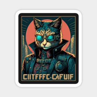 cyber detective cat portrait wearing cool glasses Magnet