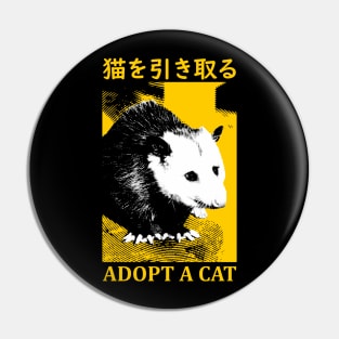 Adopt a Cat Opossum Yellow Pin