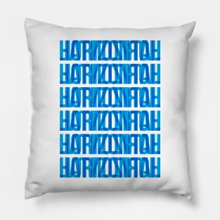 Horizontal Typography Stack (Cyan Blue) Pillow