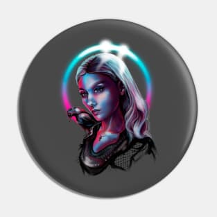 Neon Girl with a Raven Pin