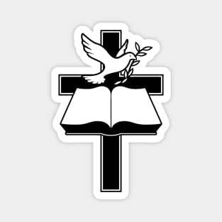 Christian Cross, Bible and Dove with Olive Branch Magnet
