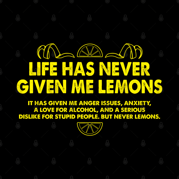 Life Has Never Given Me Lemons Funny Quote by Alema Art