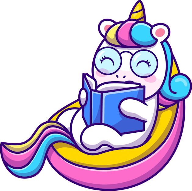 Cute Unicorn Reading Book Kids T-Shirt by Catalyst Labs