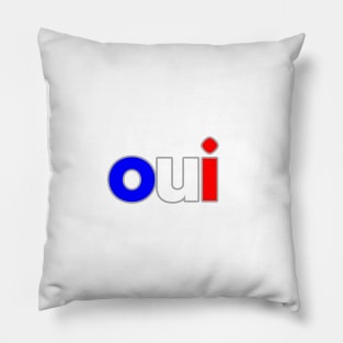 Oui - Typographic Design. White Tee. Pillow