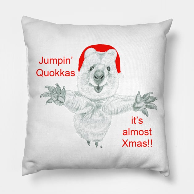 Jumping Quokkas it's almost Xmas!! Pillow by Acetry99