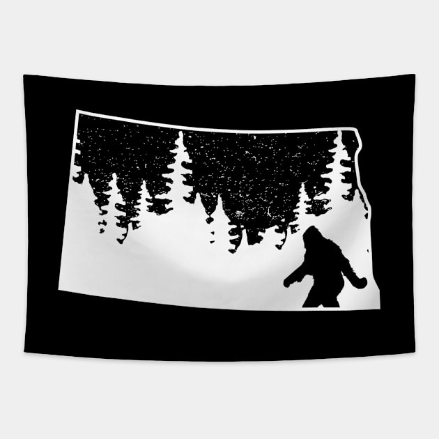 North Dakota Bigfoot Gift Tapestry by Tesszero