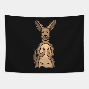 Grumpy Kangaroo Holding Middle finger funny gift Tapestry