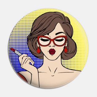 Woman in Red Comic Pin