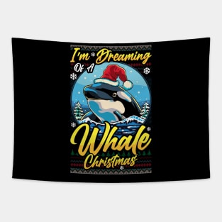 Funny Santa Whale Pun Mens Womens Ugly Christmas Orca Whale Tapestry