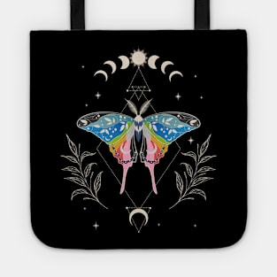 Queer Luna Moth Celestial Cottagecore LGBT Pride Flag Tote