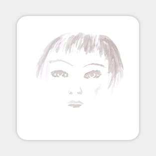 Woman face portrait. Watercolor illustration monochrome Magnet