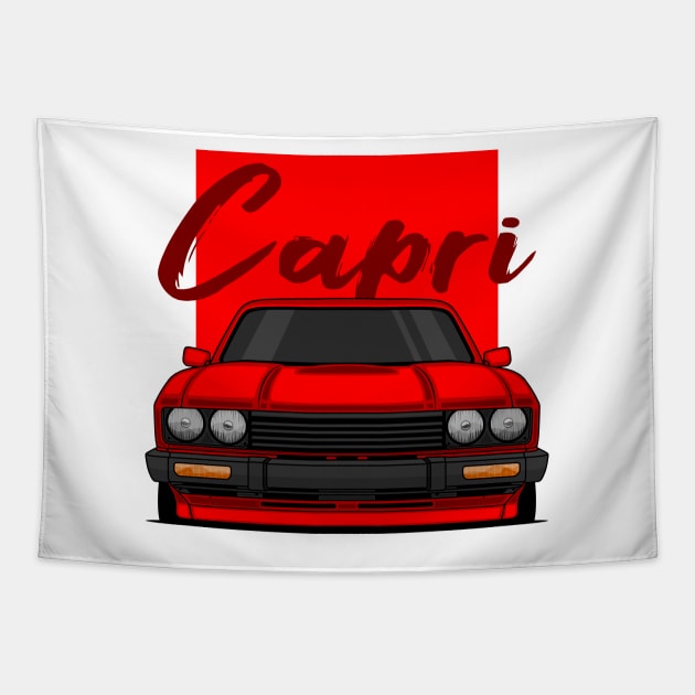 Front Red Capri MK3 Classic Tapestry by GoldenTuners