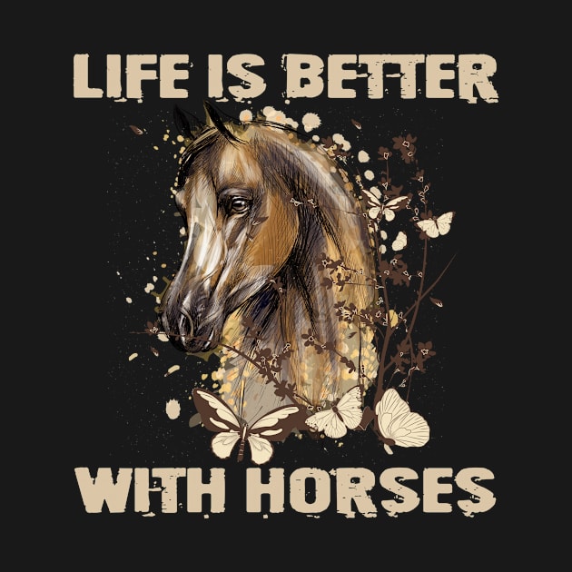 Cute Life Is Better With Horses Horseback Riding by paola.illustrations