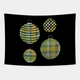 Green, Yellow and White Tartan Christmas Baubles Tapestry